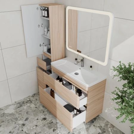 Тумба напольная Style Line Атлантика 100, Люкс ясень перламутр, PLUS