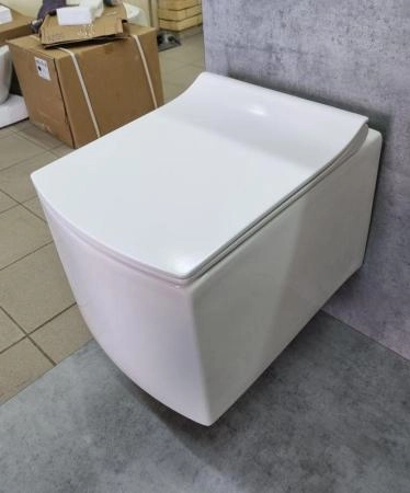 Унитаз Ceramalux 2022 подвесной безободковый сиденье микролифт белый 500x355x365