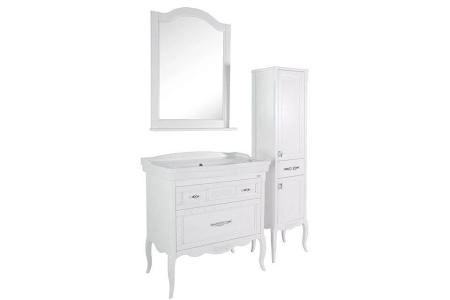 Тумба под раковину ASB-Woodline Модерн 85 Белый (патина серебро)