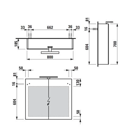 Laufen Base Шкафчик зеркальный 80x18.5x70cм, 2 дверцы, с горизонтальным элементом LED-подсветки, 2 стеклянные полки, 1 розетка, цвет: белый матовый