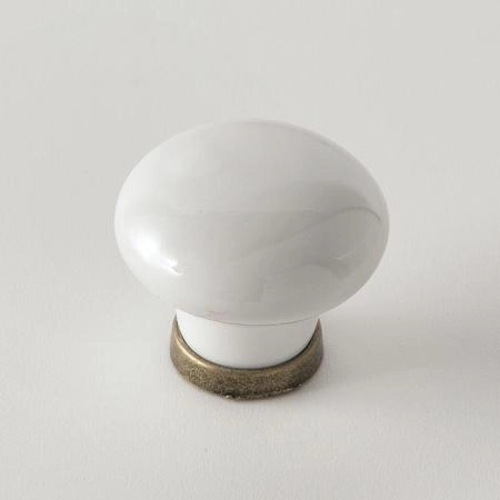 EBAN CERAMICA Bianco, ручка-кнопка для мебели, без рисунка, цвет: белый-керамика