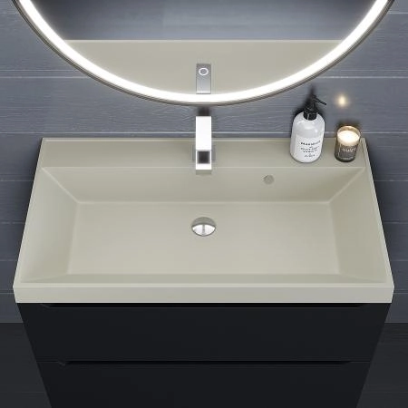 Раковина кварцевая Uperwood Classic Quartz 80 см, бежевая матовая, лён