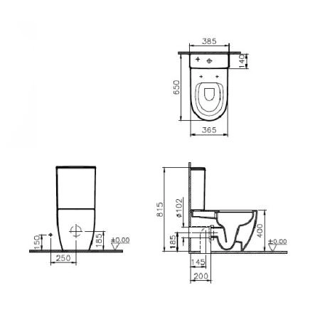 Унитаз Vitra Sento Rim-Ex 9830B003-7203 безободковый с тонким сиденьем микролифт