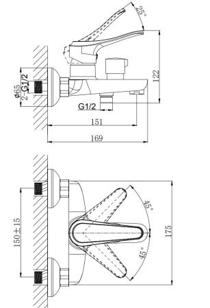 Смеситель для ванны RUSH Jawa (JA0735-44)