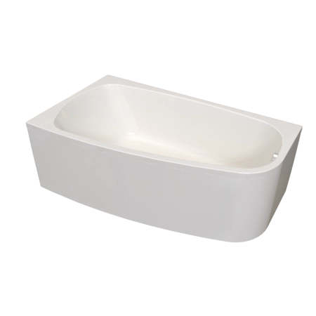 Ванна акриловая "РОНА 158х90" (правое исполнение), рама-подставка, фронтально-торцевая панель, слив-перелив автомат с сеточкой (бронза, с сифоном)