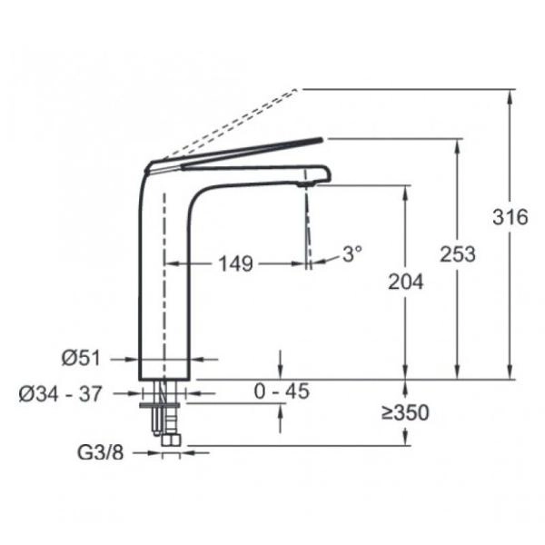 Смеситель Jacob Delafon AVID E97347-ND-CP для раковины хром