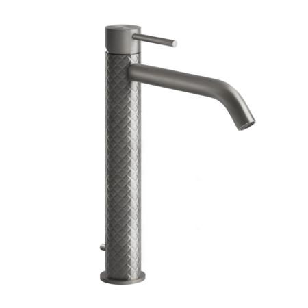 GESSI 316 Смеситель высокий для раковины на 1 отверстие с донным клапаном, h=305мм , излив 156мм, цвет: steel brushed