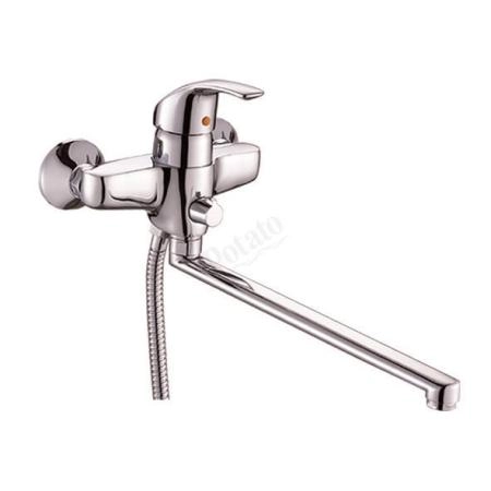 Смеситель Potato Р2207 для ванны с лейкой, шланг 1,5м, хром