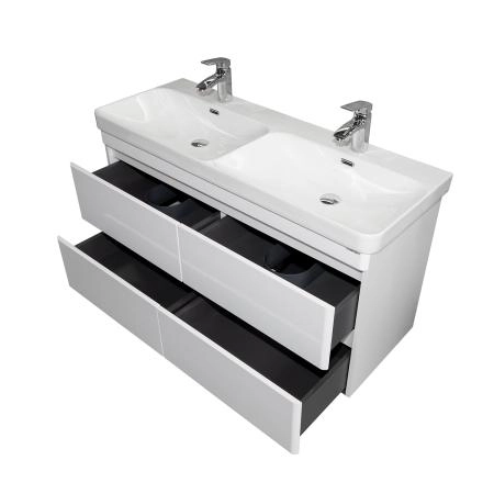 Тумба с раковиной Comforty Енисей-120 00-00022406CF белый глянец c раковиной CF19595BX-120D