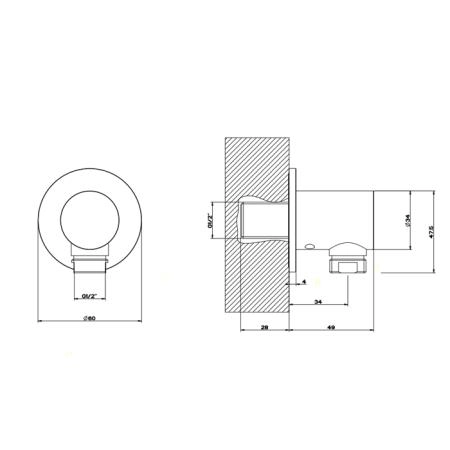 Gessi Shower316 Вывод воды на 1/2", цвет: шлифованная сталь