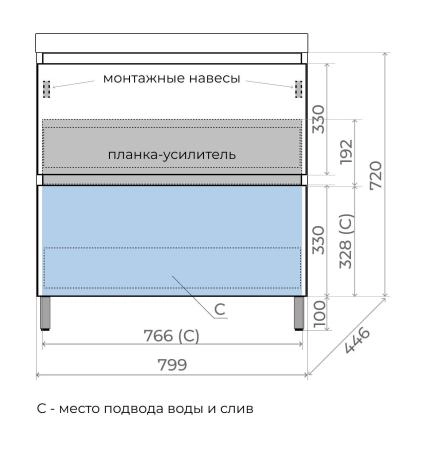 Тумба напольная Style Line Манхэттен 80 ЭМАЛЬ под ASTI 80 2 ящика PLUS олива