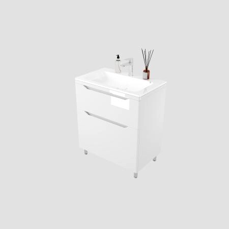 Тумба напольная Style Line Марелла 70 (2 ящ.) Люкс антискрейтч белый глянец, PLUS