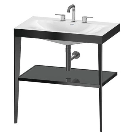 Duravit XViu Консоль напольная, 80x48x85см с полкой, с раковиной без перелива, 3 отв., цвет: black matt/flannel grey high gloss lacquer