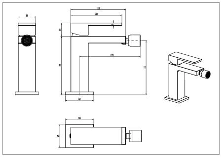 Смеситель для биде Boheme Qubic Brushed Bronze 476-BRB