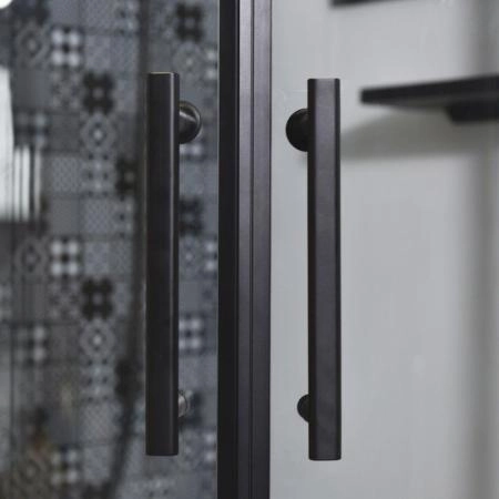 Душевая кабина Esbano 80x80 черный профиль полукруг стекло прозрачное ESKBB80CR