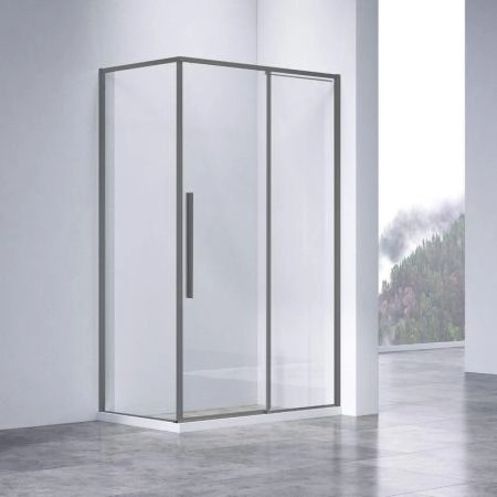 Душевой уголок Vincea Slim-N VSR-4SN8011CLGM, 1100*800, вороненая сталь, стекло прозрачное