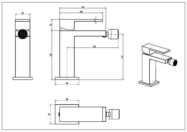 Смеситель для биде Boheme Qubic Copper Brushed 476-CB
