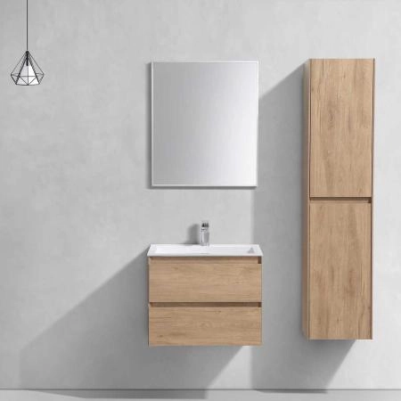 Тумба под раковину Vincea Luka 600 подвесная, 2 выкатных ящика soft-close, N.Oak