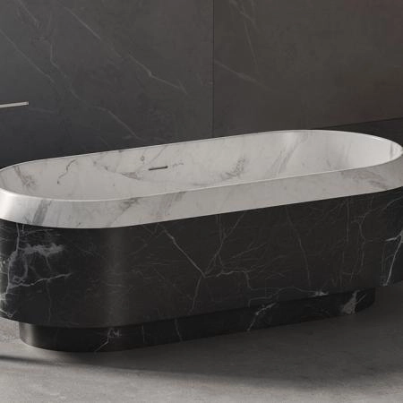 Dea Design Marble Parma Ванна 168х77х56.3см., отдельностоящая, мрамор, цвет: White Cararra/Black Marquina