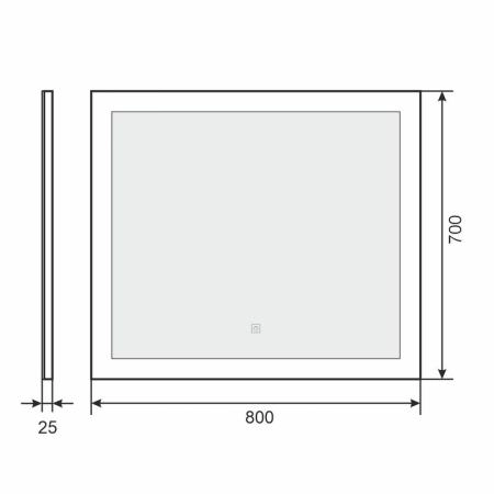 Зеркало для ванной с подсветкой Uperwood Barsa 80х70 см, сенсорный выключатель, антизапотевание