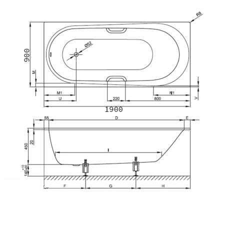 Bette Comodo Ванна встраиваемая, 190х90х45см, с шумоизоляцией, цвет: белый
