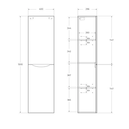 Шкаф Belbagno FLY Bianco Lucido подвесной левосторонний FLY-MARINO-1500-2A-SC-BL-P-L