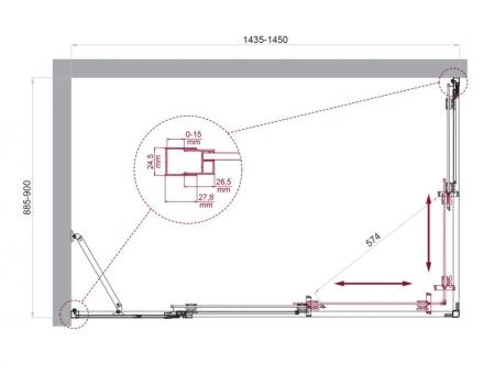 Душевой уголок BelBagno LUCE 110x90 матовое стекло 6 мм профиль хром LUCE-AH-21-110/90-P-Cr