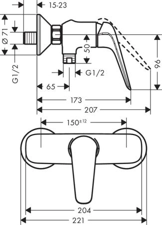 Смеситель Hansgrohe Novus 71060000 для душа хром