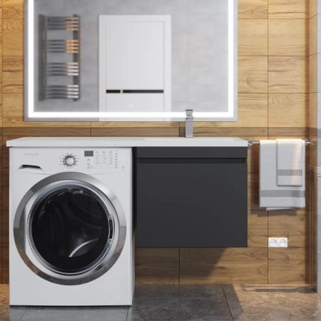 Тумба под стиральную машину Uperwood Magenta, 50 см, подвесная, черная, выдвижной ящик