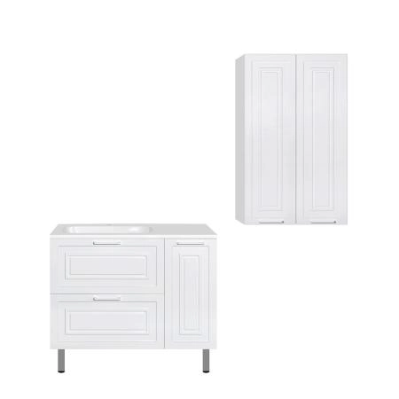 Тумба Style Line Elfante Альба (2 ящ./корзина) Барселона 90 Левая, Люкс, белый, PLUS универсальная