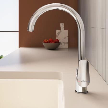 Смеситель VitrA Flow Soft  A43419EXP с поворотным изливом однорычажный хром латунь