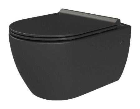 Унитаз подвесной безободковый Boheme Bianco 961 Черный матовый с крышкой ультра слим и микролифтом