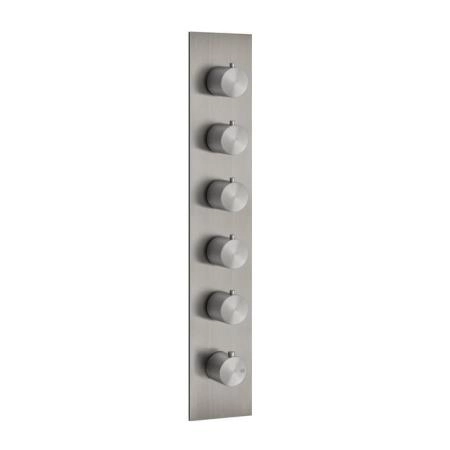 Gessi 316 Встраиваемый термостатический смеситель на 5 источников, резьба 3/4", внешняя часть, цвет: steel brushed