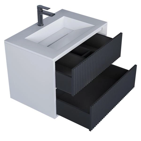 Тумба под раковину Uperwood Next Premium подвесная, 70 см, белая/графит, 2 ящика