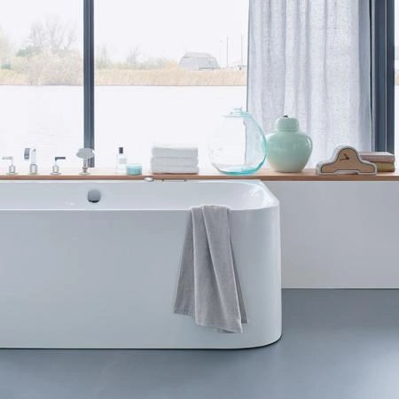 DURAVIT Happy D2 Ванна 180х80x60см, угол слева  вариант с двумя наклонами для спины, с интегр акрилов панелью и ножками, цвет белыйнаклонами для спины, цвет: белый