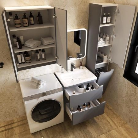 Тумба подвесная Style Line Марелла 60 (2 ящ.) Люкс антискрейтч серый, PLUS