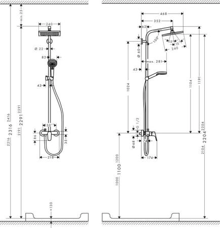 Душевая система Hansgrohe Crometta E 240 1jet Showerpipe 27284000 хром