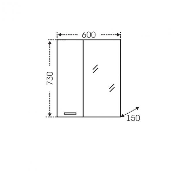 Зеркальный шкаф СаНта Родос 60 левый/правый, с подсветкой