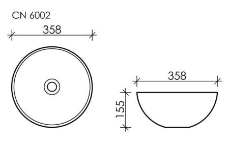 Умывальник чаша накладная круглая  Element 358x358x155мм