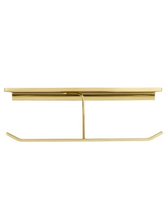 Двойной держатель для туалетной бумаги с полкой WONZON & WOGHAND ECLIPSE, Глянцевое золото (WW-9156-LG)