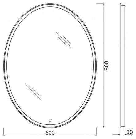 Зеркало Belbagno SPC-VST-600-800-LED-BTN Led подсветка вкл/выкл 600x30x800