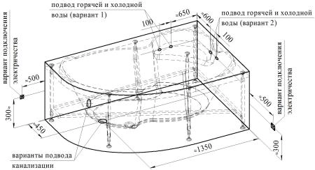 Акриловая ванна Ирма 169х110 (правосторонняя), каркас