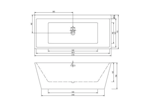 Ванна Cerutti Spa LUGANO акриловая отдельностоящая (170х750х580)