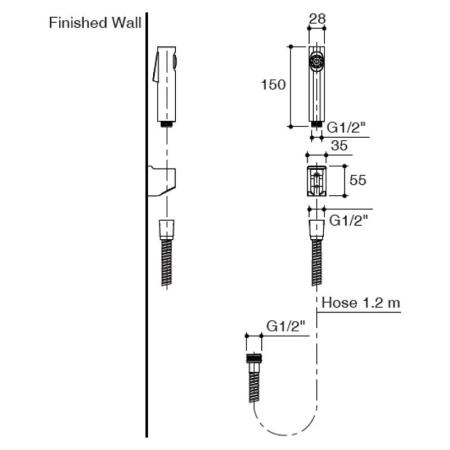 Гигиенический душ Jacob Delafon CUFF E98100-CP со шлангом и держателем