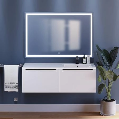 Тумба под стиральную машину Uperwood Tanos 60 см раковина Cosmos 120 см правая, белая/графит