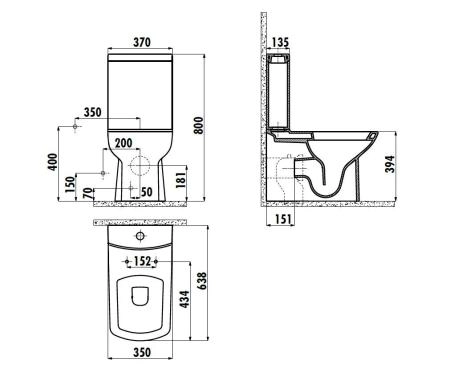 Унитаз CREAVIT LARA LR360-11CB00E-0000 (бачок и сиденье отдельно)