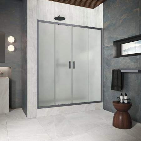 Душевая дверь Vegas-glass Z2P Protec h1900 180 06 10, профиль GunMetal, стекло сатин