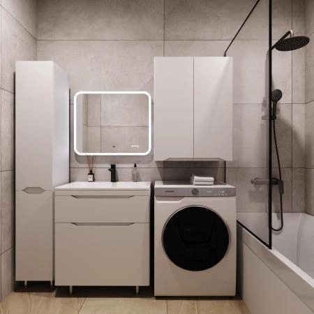 Тумба напольная Style Line Марелла 70 (2 ящ.) Люкс антискрейтч белый матовый, PLUS