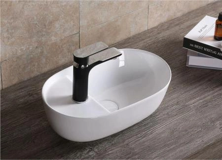 Раковина Cerutti SPA CR0050 накладная, белая, овальная, под смеситель 420х270х135