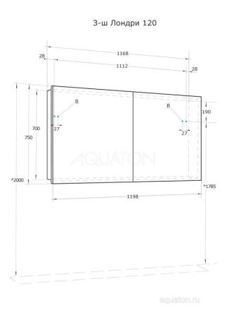 Зеркальный шкаф AQUATON Лондри 120 1A267402LH010